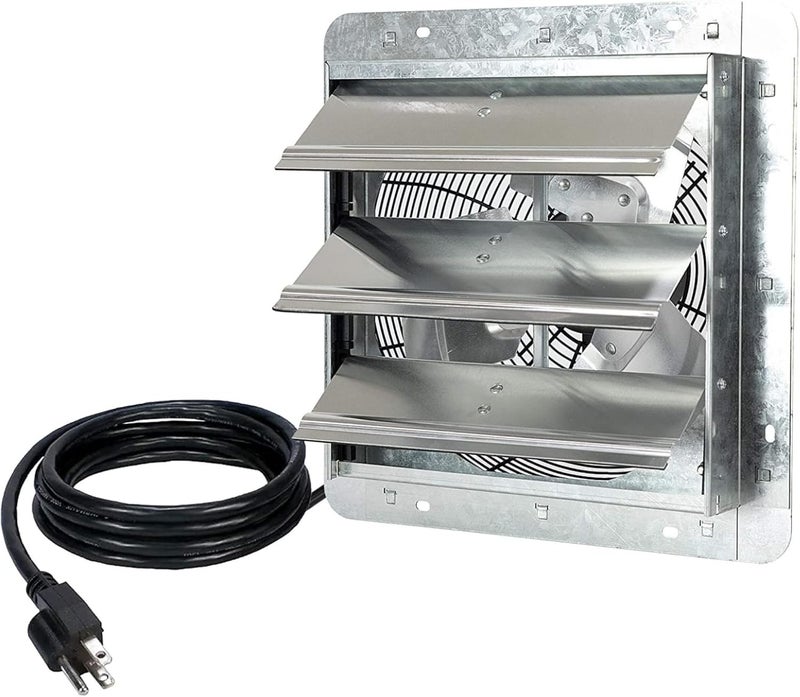 Iliving 12-Inch Wall Mounted Exhaust Fan with Variable Speed, 960 CFM, 1400 SQF Coverage Area, Silver - Image 1